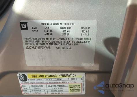 2008 Chevrolet Malibu Ltz from USA, damaged, VIN 1G1ZK57798F220966